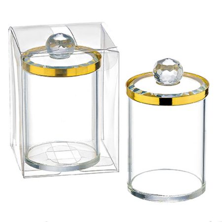 ΜΠΟΜΠΟΝΙΕΡΑ ΓΥΑΛΙΝΗ ΣΤΡΟΓΓΥΛΗ ΜΠΙΖΟΥΤΙΕΡΑ ΧΡΥΣΗ 5X8CM ΜΕ ΚΟΥΤΑΚΙ PVC 6X8CM