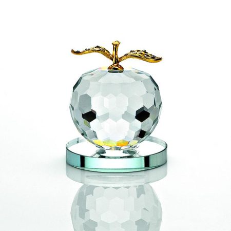 ΚΡΥΣΤΑΛΛΙΝΗ ΜΠΟΜΠΟΝΙΕΡΑ ΜΗΛΟ ΜΕ ΧΡΥΣΑ ΦΥΛΛΑ ΚΑΙ ΣΤΡΑΣΑΚΙΑ Φ5,5Χ6,5Υ